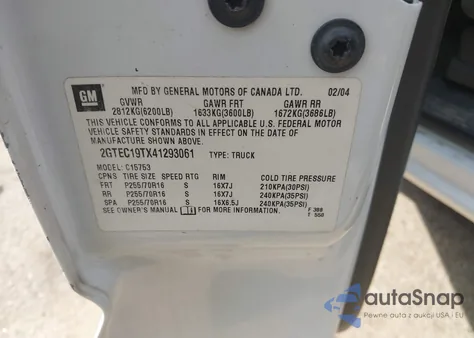 2004 GMC Sierra 1500 Sle from USA, damaged, VIN 2GTEC19TX41293061